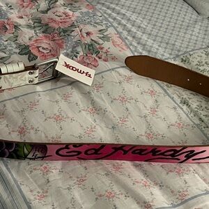 Ed Hardy White and Pink Women's Belt